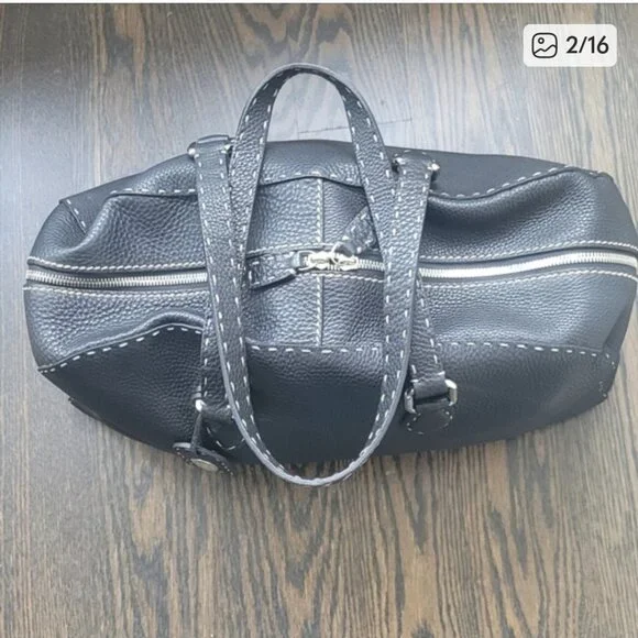 FENDI Selleria Black Leather Tote Bag - Picture 2 of 14